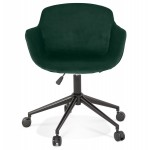 Office chair on wheels in velvet feet black metal CEYLON (green)