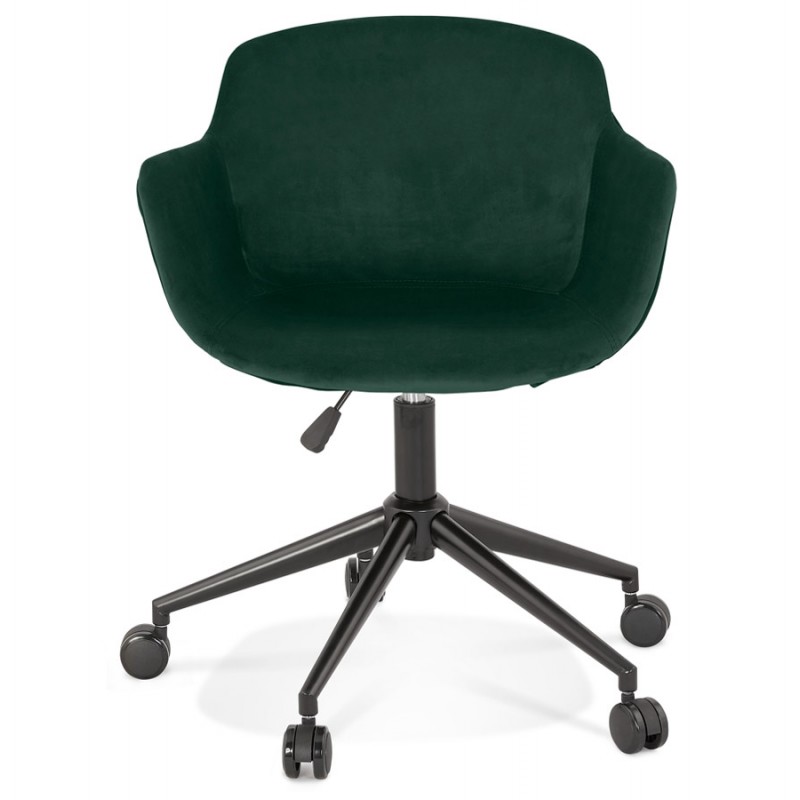 Sedia da ufficio su ruote con piedini in velluto metallo nero CEYLON (verde) - image 62742
