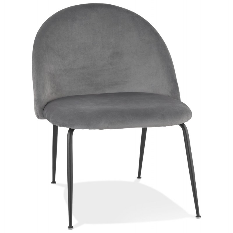 Fauteuil lounge design en velours et pieds e métal noir ARTHUS (gris) - image 62764