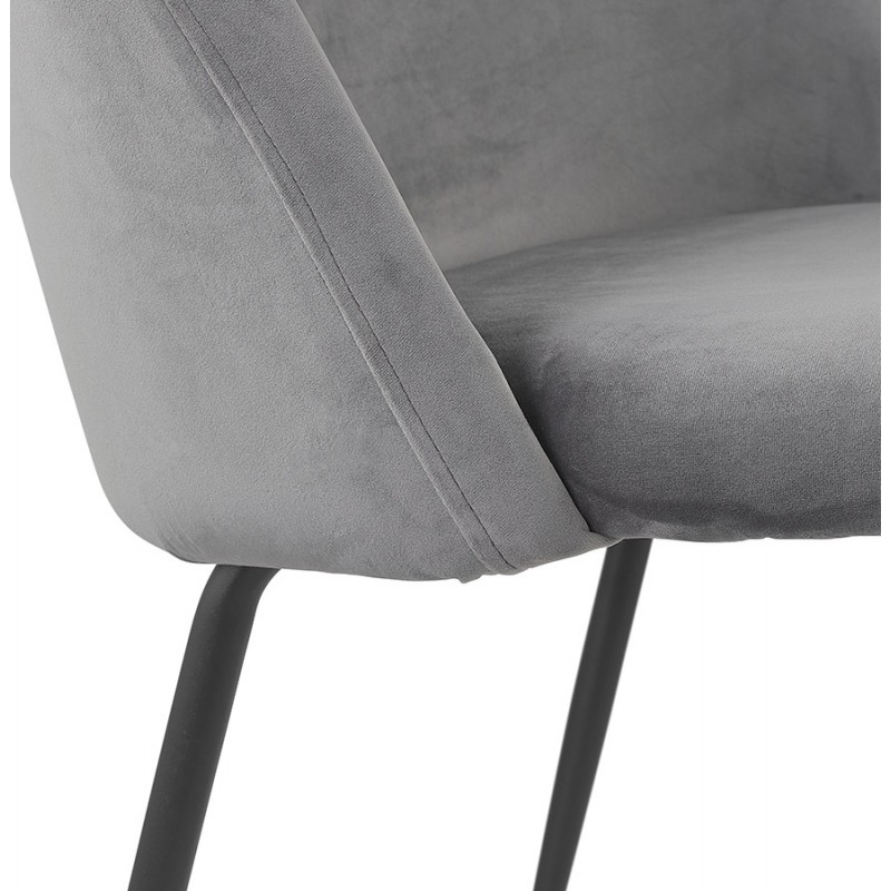 Fauteuil lounge design en velours et pieds e métal noir ARTHUS (gris) - image 62771