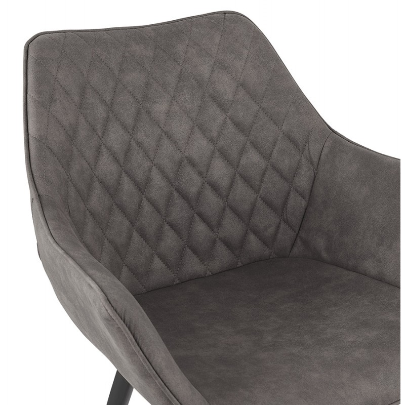 Stuhl mit Armlehnen aus schwarzem Metallfuß aus Mikrofaser LENO (dunkelgrau) - image 62779