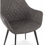 Stuhl mit Armlehnen aus schwarzem Metallfuß aus Mikrofaser LENO (dunkelgrau)