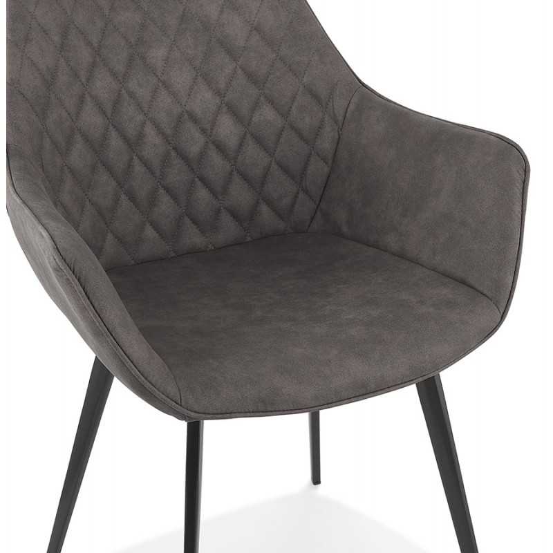 Chair with LENO black metal foot microfiber armrests (dark grey) - image 62780