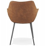 Chair with black metal foot microfiber armrests LENO (brown)
