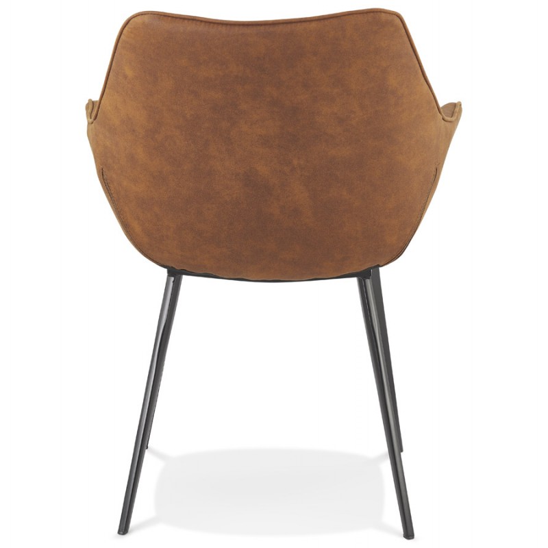 Chair with black metal foot microfiber armrests LENO (brown) - image 62791