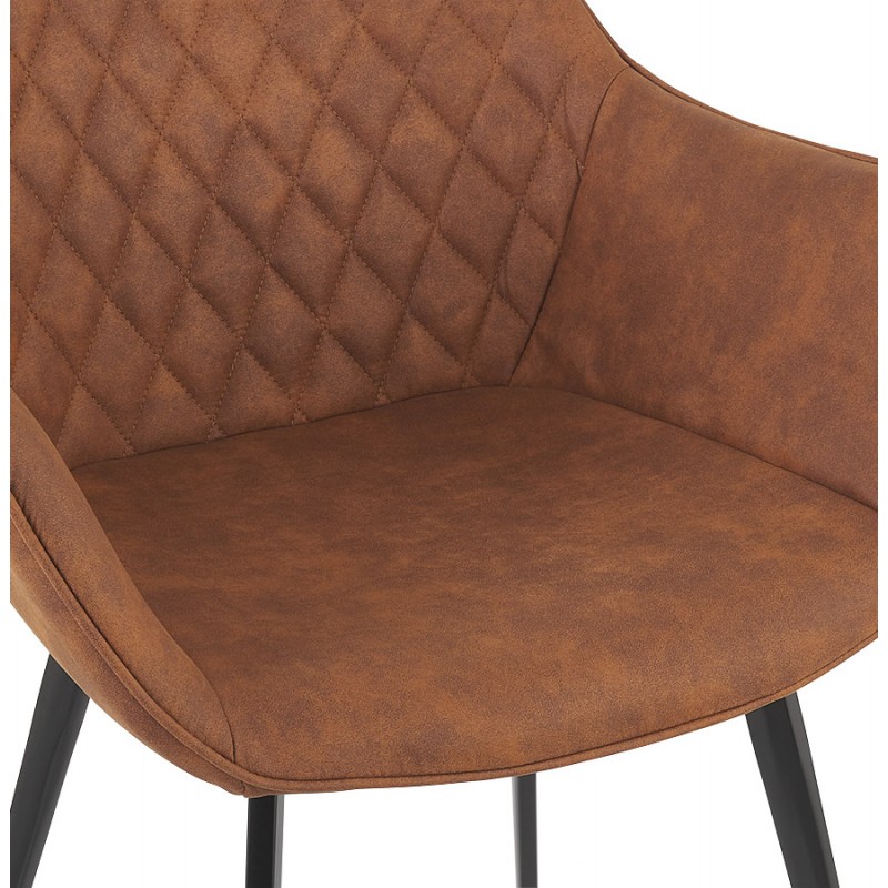 Chair with black metal foot microfiber armrests LENO (brown) - image 62793