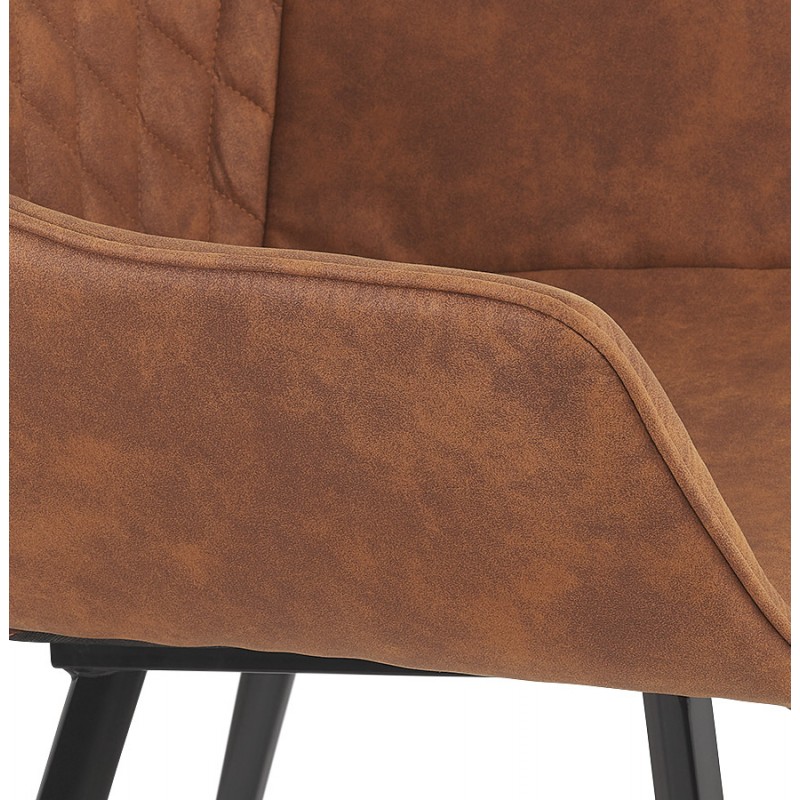 Chair with black metal foot microfiber armrests LENO (brown) - image 62795