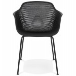 Chair with metal armrests Indoor-Outdoor black metal feet MACEO (black)