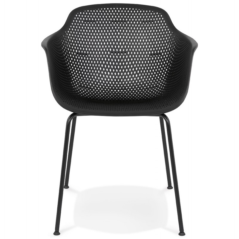 Stuhl mit Metallarmlehnen Indoor-Outdoor schwarze Metallfüße MACEO (schwarz) - image 62801