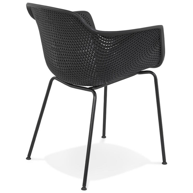 Stuhl mit Metallarmlehnen Indoor-Outdoor schwarze Metallfüße MACEO (schwarz) - image 62803