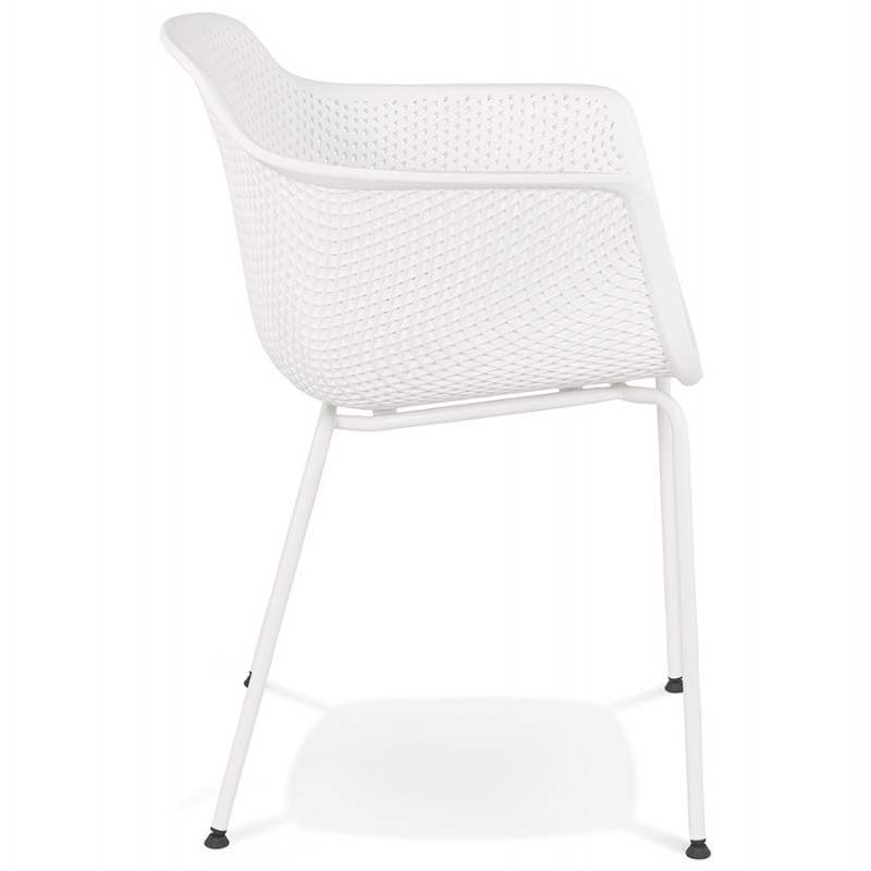 Chair with metal armrests Indoor-Outdoor white metal feet MACEO (white) - image 62816