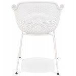 Stuhl mit Armlehnen aus Metall Indoor-Outdoor weiße Metallfüße MACEO (weiß)