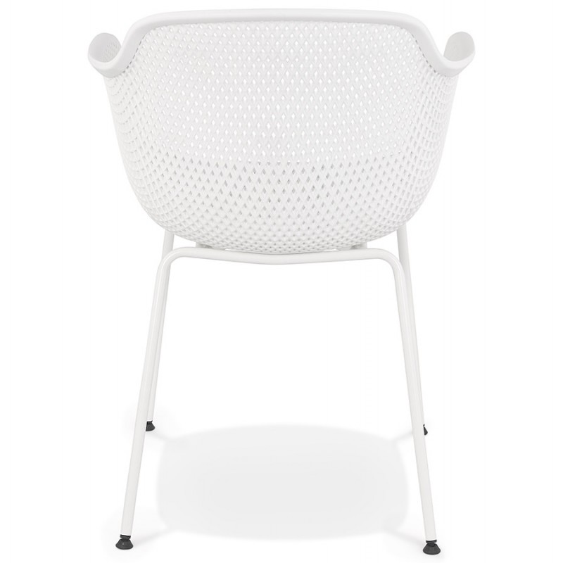 Stuhl mit Armlehnen aus Metall Indoor-Outdoor weiße Metallfüße MACEO (weiß) - image 62818