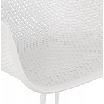 Stuhl mit Armlehnen aus Metall Indoor-Outdoor weiße Metallfüße MACEO (weiß)