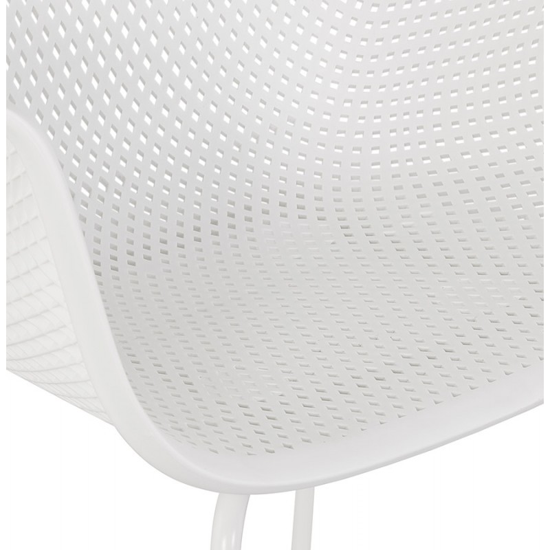 Chair with metal armrests Indoor-Outdoor white metal feet MACEO (white) - image 62821