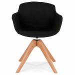 Chair with armrests in natural wood foot fabric STANIS (black)