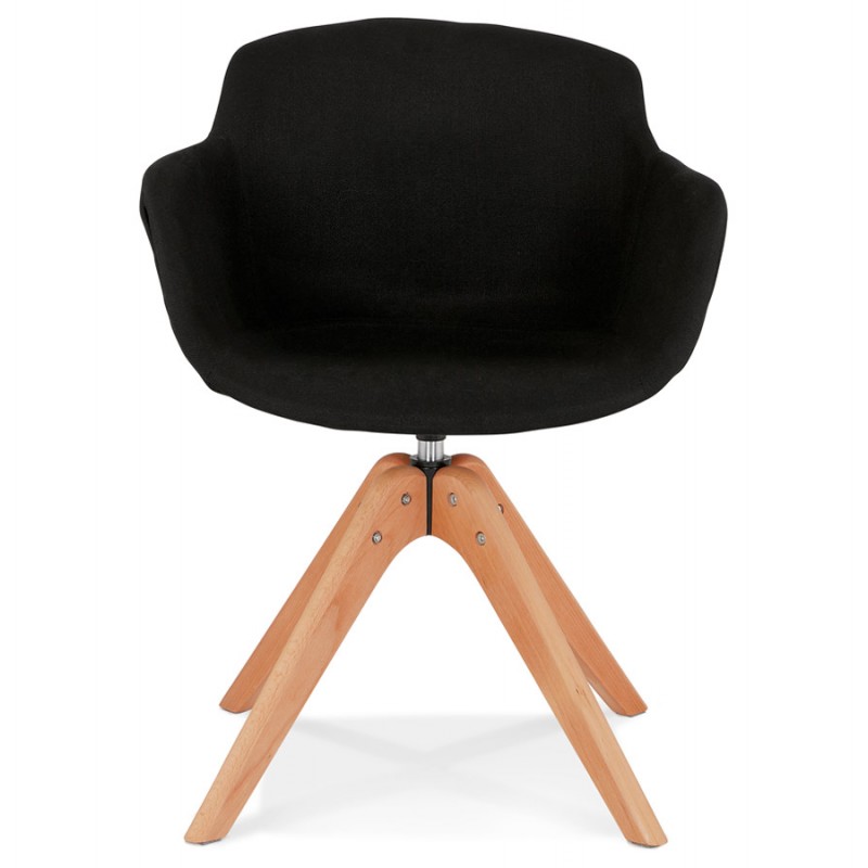 Chaise avec accoudoirs en tissu pieds bois naturel STANIS (noir) - image 62839