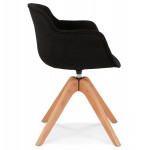Stuhl mit Armlehnen aus Naturholz-Fußstoff STANIS (schwarz)