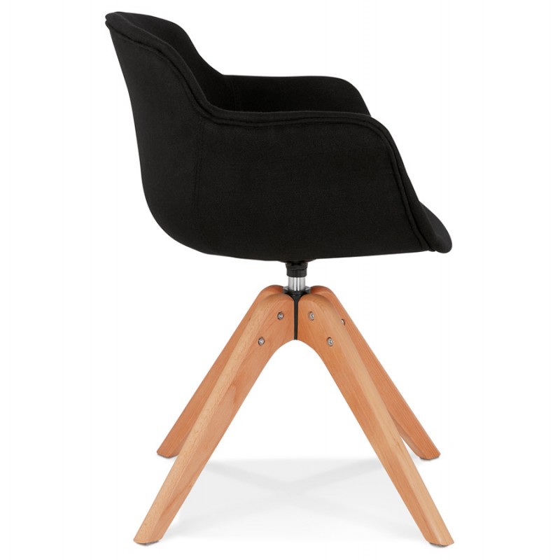 Chaise avec accoudoirs en tissu pieds bois naturel STANIS (noir) - image 62840