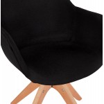 Chaise avec accoudoirs en tissu pieds bois naturel STANIS (noir)