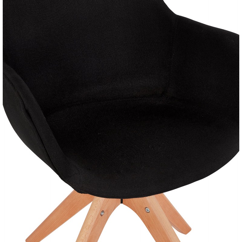 Chair with armrests in natural wood foot fabric STANIS (black) - image 62843