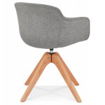 Chair with armrests in fabric feet natural wood STANIS (gray)