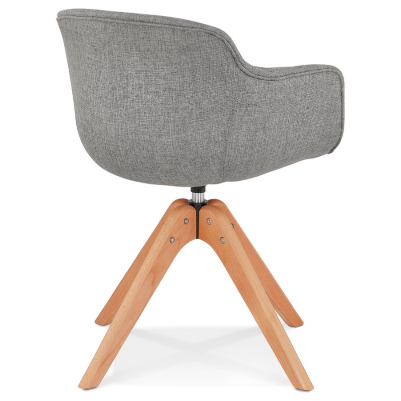 Chair with armrests in fabric feet natural wood STANIS (gray) - image 62851