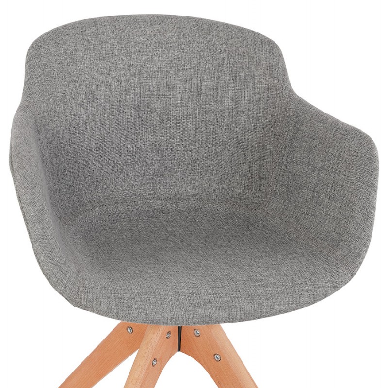Chair with armrests in fabric feet natural wood STANIS (gray) - image 62853