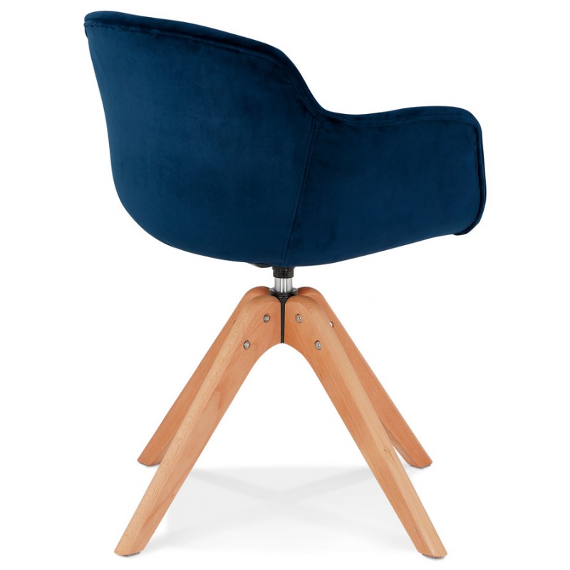 Chair with velvet armrests feet natural wood MANEL (blue) - image 62861