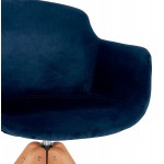 Silla con brazos de terciopelo pies madera natural MANEL (azul)