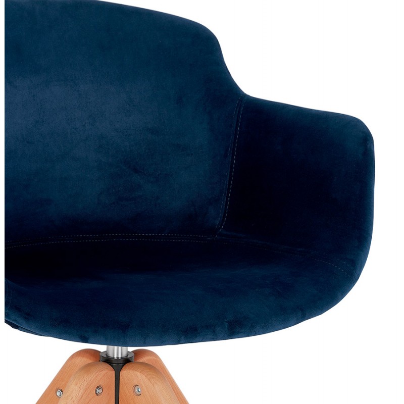 Sedia con braccioli in velluto piedi in legno naturale MANEL (blu) - image 62863