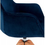 Sedia con braccioli in velluto piedi in legno naturale MANEL (blu)