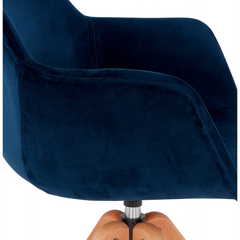 Chaise avec accoudoirs en velours pieds bois naturel MANEL (bleu) - image 62865