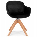 Chair with armrests in velvet feet natural wood MANEL (black)