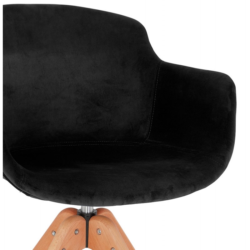 Chaise avec accoudoirs en velours pieds bois naturel MANEL (noir) - image 62873