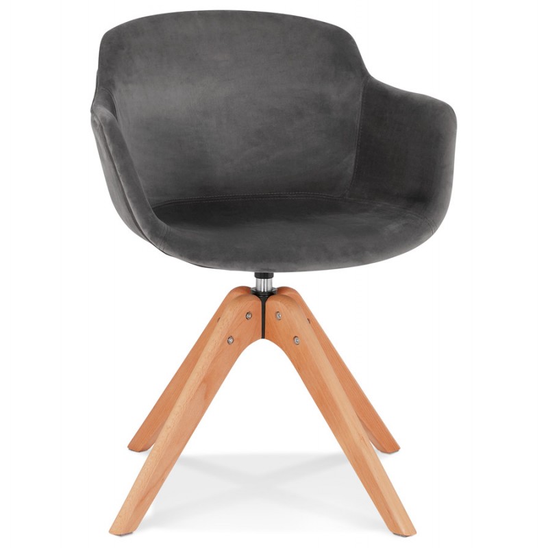 Stuhl mit Samtarmlehnen, Füße Naturholz MANEL (grau) - image 62878