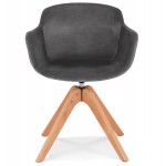 Stuhl mit Samtarmlehnen, Füße Naturholz MANEL (grau)