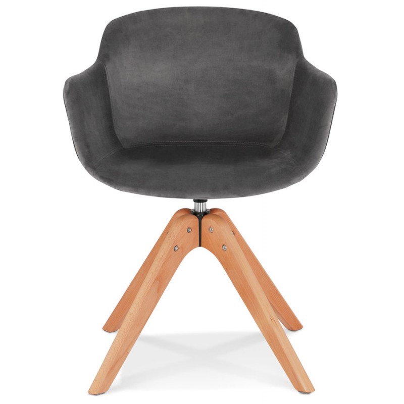 Stuhl mit Samtarmlehnen, Füße Naturholz MANEL (grau) - image 62879