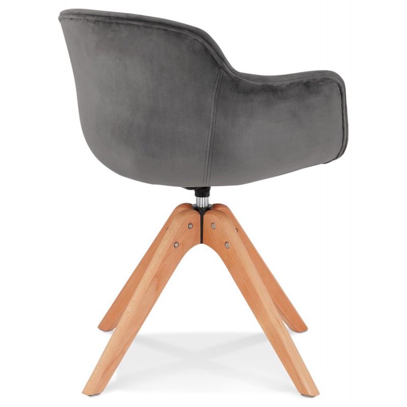 Stuhl mit Samtarmlehnen, Füße Naturholz MANEL (grau) - image 62881