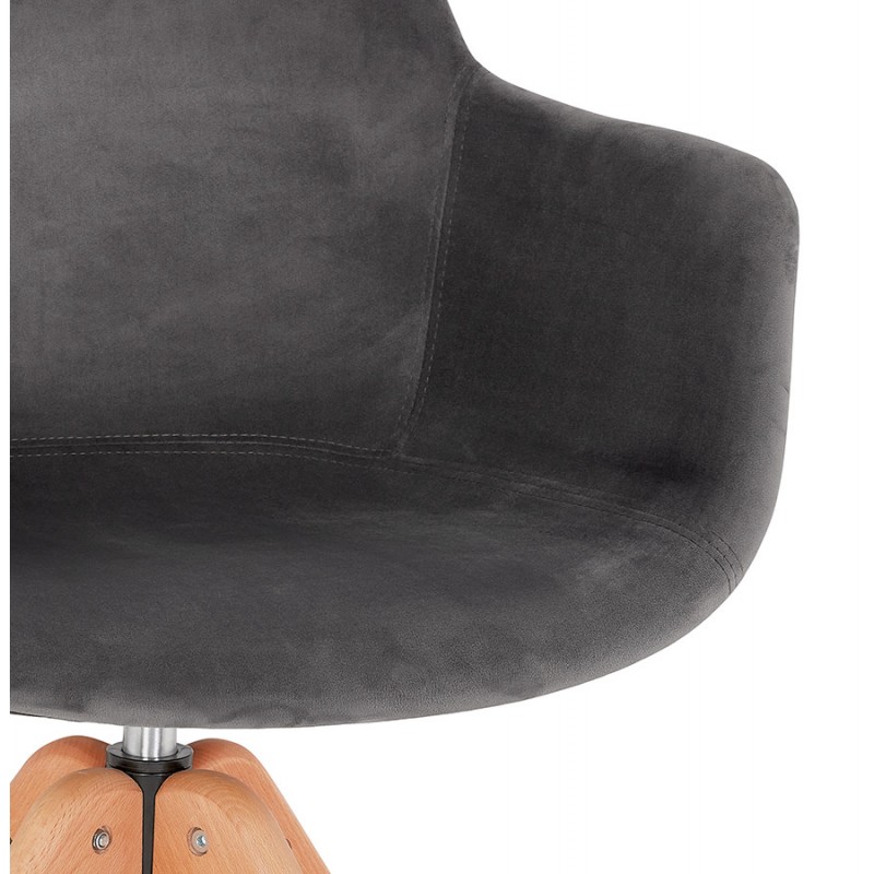 Chaise avec accoudoirs en velours pieds bois naturel MANEL (gris) - image 62884
