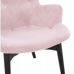 Armchair with ears in velvet feet black wood EMRYS (pink)