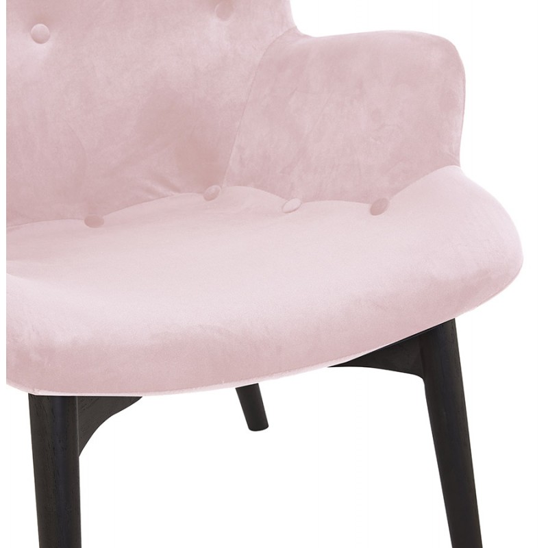 Armchair with ears in velvet feet black wood EMRYS (pink) - image 62903