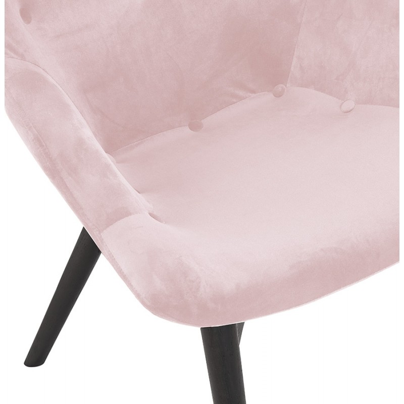 Sessel mit Ohren aus Samtfüßen aus schwarzem Holz EMRYS (rosa) - image 62904