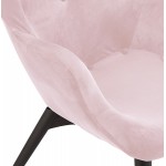 Sessel mit Ohren aus Samtfüßen aus schwarzem Holz EMRYS (rosa)