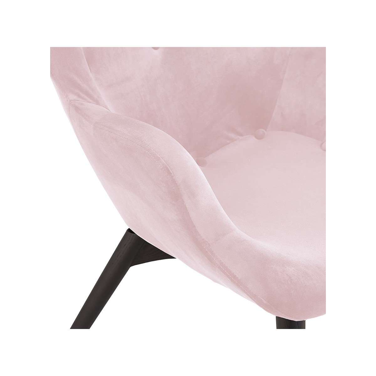 Fauteuil en velours rose avec pieds en métal et coutures noires - HOEL