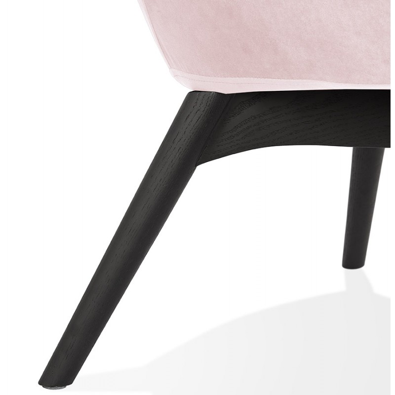 Poltrona con orecchie in piedini in velluto legno nero EMRYS (rosa) - image 62908