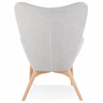 Ear armchair in fabric feet natural wood RHYS (gray)