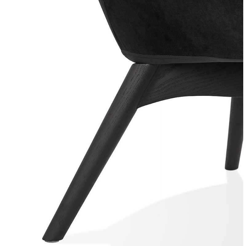 Velvet armchair feet black wood EMRYS (black) - image 62980