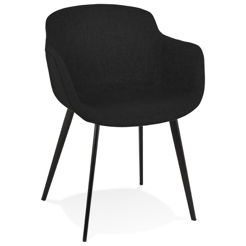 Chaise avec accoudoirs en tissu pieds métal noir ORIS (noir) - image 63011