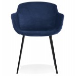 Chair with armrests in velvet feet black metal KEVAN (blue)